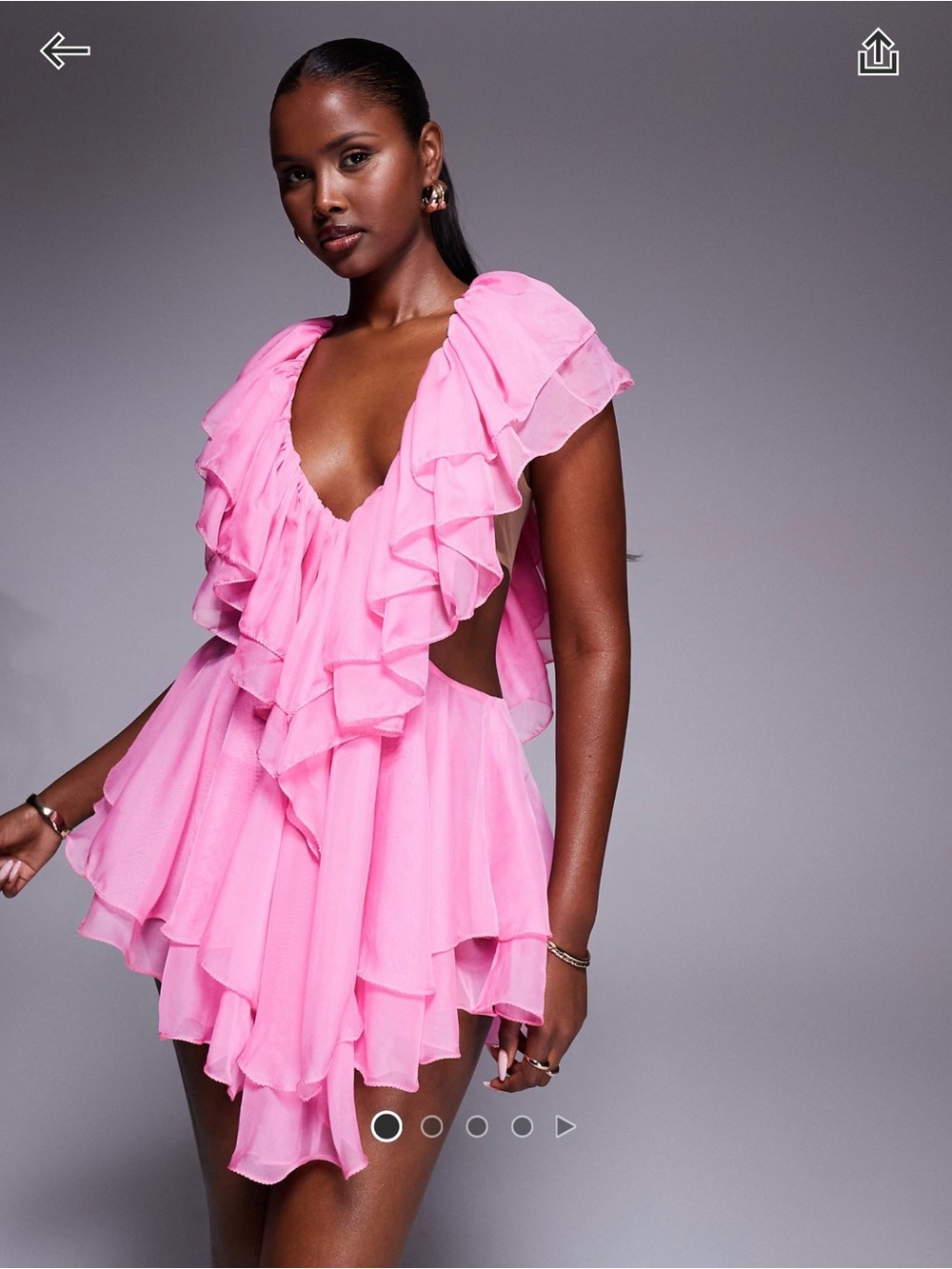 Dollhouse Pink Ruffle Mini Dress with V-Neck